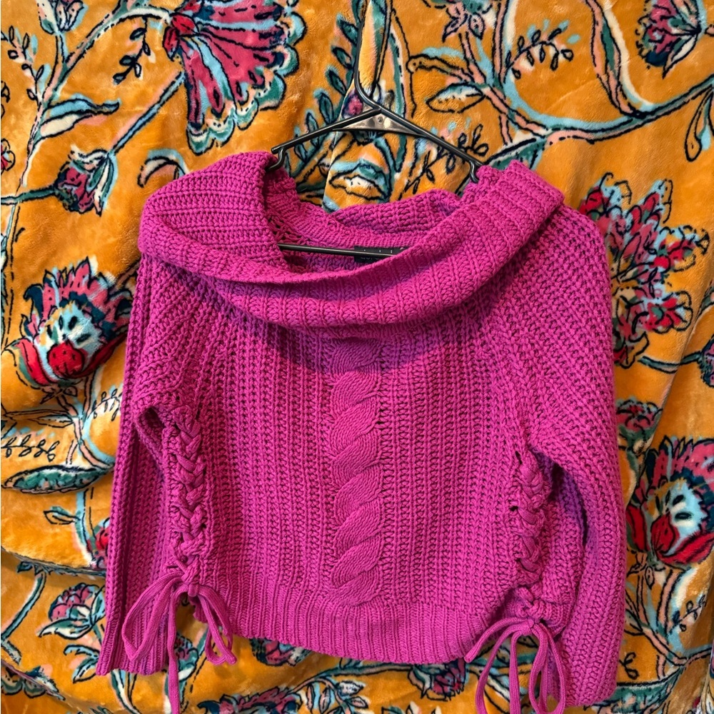 Fuchsia Cable Knit Sweater